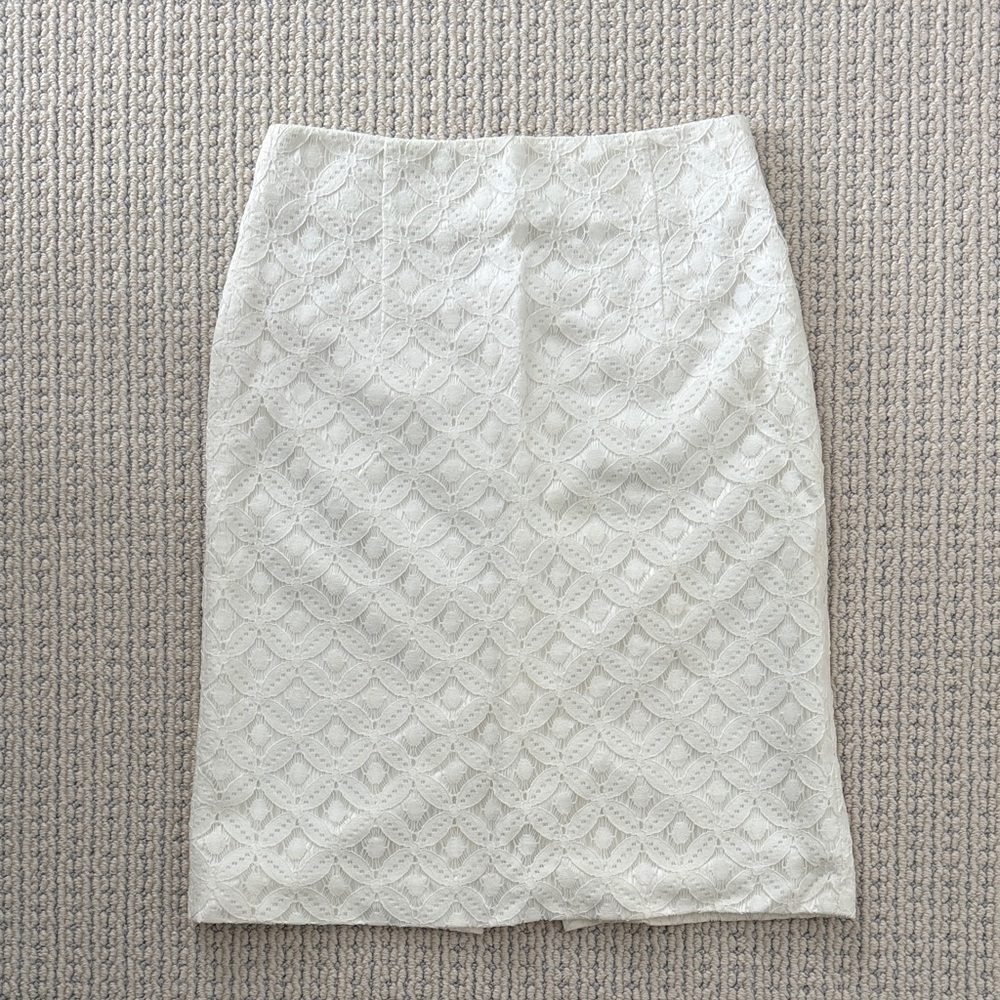 ANTONIO MELANI White Lace Pencil Skirt